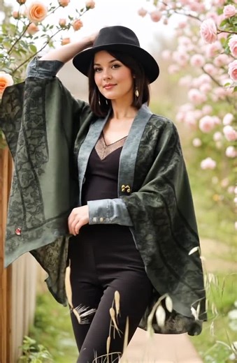 Reversible Green Alpaca Ruana: Geometric Embroidered Wrap - Etsy