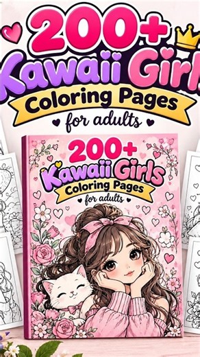 200+ Kawaii Girls Coloring Pages for adults With Book Cover