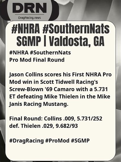 #NHRA #SouthernNats Pro Mod Final Round | Jason Collins Scores His First Wally