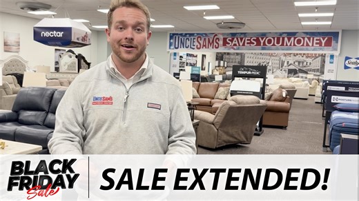 SALE EXTENDED: The biggest furniture and mattress Black Friday event EVER has been extended through Sunday (11/31)! Every person who enters the store receives a gift card worth between $25-$1,000, on top of already great savings. - Smart TV’s free with every living room set - 15% off all Signature Design by Ashley Furniture - Black Friday deals on mattresses from Tempur-Pedic, Stearns and Foser, Sealy, Puffy, Nectar, DreamCloud, and more! - Free delivery - BOGO 50% off on lift chairs and recline