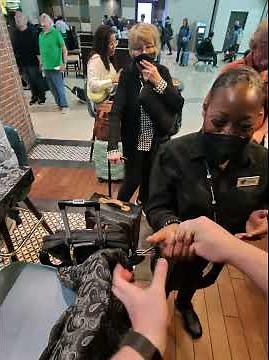 Performing psychokinesis fork bending at the Dallas loves field airport for some fans.