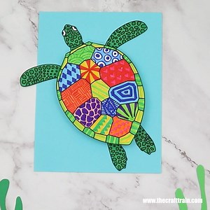 6.6K views · 59 reactions | Turtle pattern art project. Decorate the shell and turtle parts then use the printable support strips to give your project a 3D effect. So pretty! https://www.thecrafttrain.com/3d-turtle-doodle-art/ | The Craft Train | Facebook