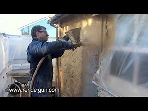 Spray applied render and plaster with Rendergun