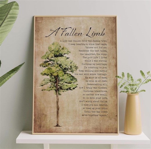 A Fallen Limb Poem Print: Sympathy Gift, Memorial Wall Art - Etsy