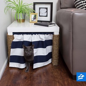 Turn a basic side table into your feline friend’s very own kitty corner. #HomemadeHack Step by step instructions here: zlw.re/KittyCorner | Zillow
