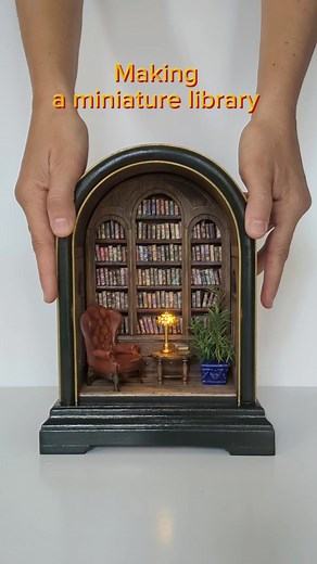 I turned a clock into a miniature reading room, it wasn't an old clock, so I didn't keep the clock itself. I was lucky it was the exact scale I needed. #miniature