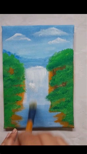 watarfall painting with watercolor step by step for beginners