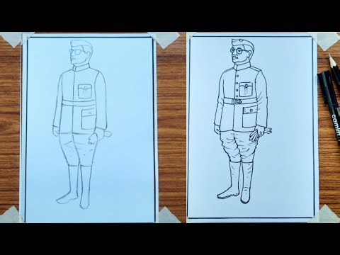 How to draw Netaji Subhas Chandra Bose | Netaji drawing easy step by step