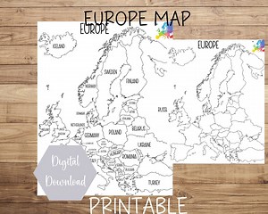 Europe Map, Map of Europe, Printable Europe Map Printable Europe Sales Map, Travel Tracker, Etsy Order Map, Instant Digital Download - Etsy