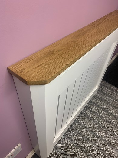 Bespoke Made to Measure Oak Top Radiator Cover, White With Vertical Slats. - Etsy UK