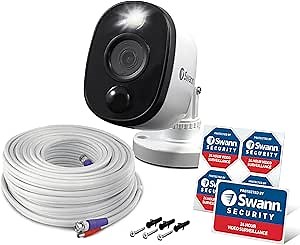 Swann Add-On DVR Bullet Security Camera System with Sensor Spotlight, 1080p Full HD Video, Indoor or Outdoor Design, Dusk to Dawn Color Night Vision Plus True Detect™ Heat and Motion Detection