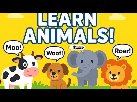 Learn Animal Names and Sounds for Kids | Fun Animals Video for Toddlers and Preschoolers