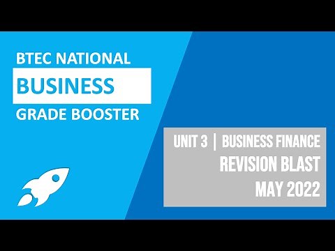 BTEC National Business Unit 3 | Business Finance Revision Blast May 2022