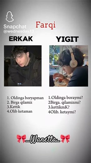 Yigit bilan Erkakning farqi...