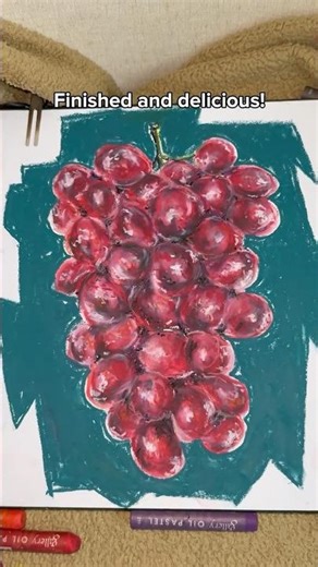 Oil Pastel Red Grapes 🍇 + Color Theory