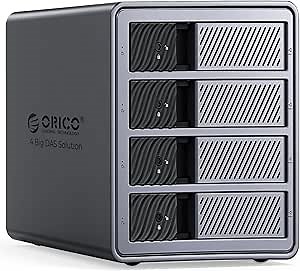 ORICO 4 Bay Raid Hard Drive Enclosure Support 8 RAID Modes for 3.5inch HDD Max up to 88TB for External Direct Attached Storage, Efficient Expansion Backup(Alluminum Alloy)-9848RU3