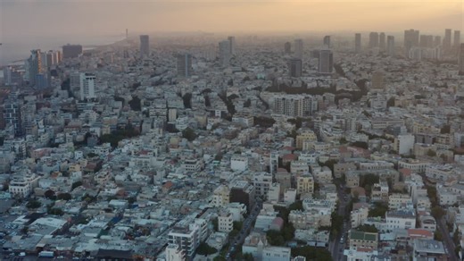Tel aviv Skyscrapers cityscape panorama at Sunset, Aerial view | Premium Stock Video Footage