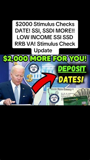$2000 Stimulus Checks DATE! SSI, SSDI MORE!! LOW INCOME SSI SSD RRB VA! Stimulus Check Update\t#biden #stimuluscheck #ssa #security #stimulus