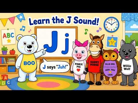 Learn the J Sound! Preschool Phonics Song with Boo Bear & Friends
