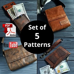 Leather Bag & Wallet PDF Patterns: 5-piece Set (sewing Tutorial) - Etsy