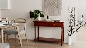 Watch Solid Wood Console Table with 2 Drawers & Storage Shelf on Amazon Live