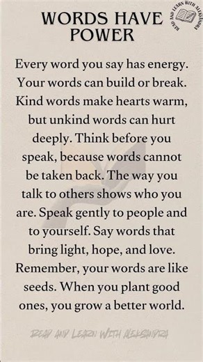 WORDS HAVE POWER | A Short Motivational Story | Read and Learn with Aleksandra