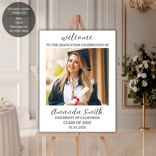 Class of 2026 Graduation Sign, Editable Senior Grad Party Decor, Printable Graduation Poster, Custom Grad Celebration Sign - Etsy