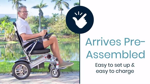 Vive Mobility Folding Electric Wheelchair for Adults - Foldable Scooter Wheelchair - Accessories, Folding Power, Motorized, All Terrain Transport Travel Mobility Aid, Lightweight, Heavy Duty