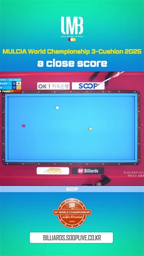 a close score . . ↓ If you want to see the Full version Video ↓ ( https://billiards.sooplive.co.kr/moments/match ) . #fivensix #billiards #sports #UMB #3Cushion #WolrdCup #파이브앤식스 #당구 #스포츠 #3쿠션 #월드컵 #당구경기 #당구게임 #당구채널 #당구전문 | 아프리카TV 스포츠