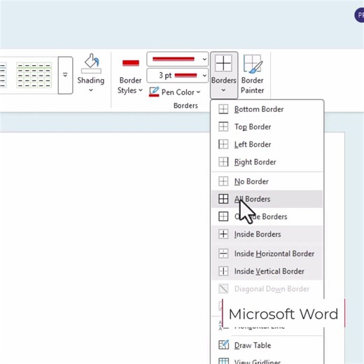 Microsoft Word Table Borders