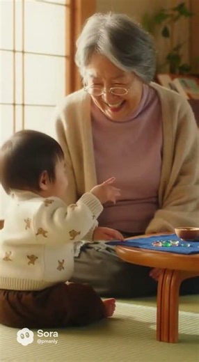 赤ちゃんとおばあちゃんのおはじき遊び 昔懐かしいおはじきで笑い合いながら遊んでるよ🩷 #赤ちゃん #赤ちゃんのいる生活 #おばあちゃん