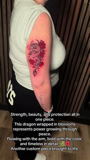 Custom Dragon and Blossom Tattoo Design Inspiration