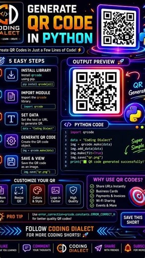 🤯 Generate QR Code in Python in 30 Seconds 🚀 | Python Automation Project