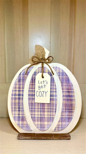 Plaid fall pumpkin sign Dollar Tree DIY #dollartreediy #falldiy #CraftyBeach | Crafty Beach