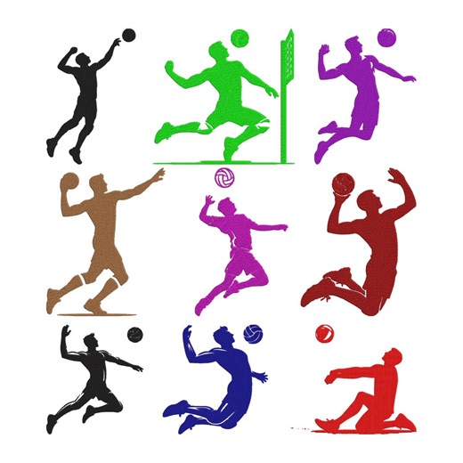 Volleyball Player Embroidery Design, Volleyball Player Machine Embroidery File, 9 Design, 9 Size, Instant Download - Etsy