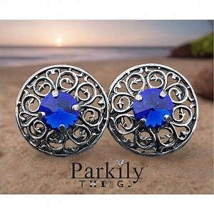 Handcrafted Earrings with Blue Swarovski Crystal