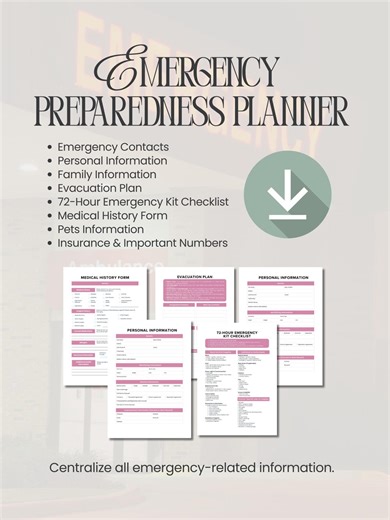 Emergency Preparedness Planner | Emergency Information Binder Printable | Family Emergency Planner | Just in Case | End of Life Planner - Etsy
