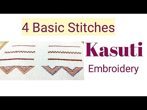 85- Kasuti embroidery | basic stitches | tutorial | malayalam