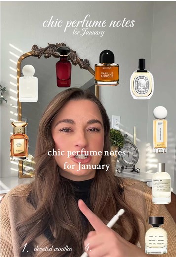 chic notes for the month of January my fav perfumes to match elevated vanillas: vanille planifolia @Guerlain eau duelle @diptyque Paris bo @Liis yasat widian encore une fois @Infiniment Coty vanille antique @BYREDO dark is night @Henry Rose vanille 44 @LE LABO Fragrances cashmere soft woods cedrus @Chloe angel dust @FUGAZZI Fragrances santal calling @exnihiloparis santal blanc @Van Cleef & Arpels sandalwood temple @Sana Jardin musk aldehydes musc outreblanc guerlain musc invisible @Juliette has 