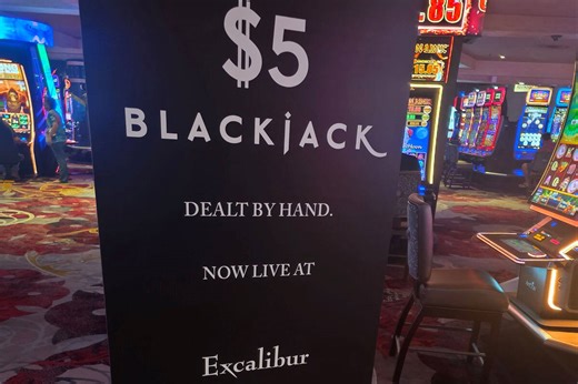 This is the only casino on the Strip offering $5 blackjack with a live dealer