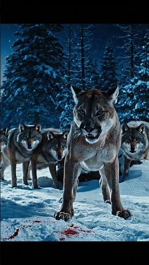 Giant Puma vs Wolf Pack‼️ One Mother, No Fear #wildlife #wildliferescue
