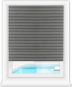 Zipcase 6 Pack Window Blackout Shades, 65% Shading Cordless Light Filtering Pleated Paper Shades, 36 in x 72 in(Fits Windows 19”- 36”), Grey