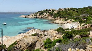 Panoramic view of Cala Napoletana on the island of Caprera, located in the La Maddalena archipelago national park, Olbia-Tempio -Sardinia