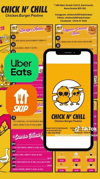 Craving something crispy, juicy, and oh-so-satisfying? Chick N’ Chill is calling your name 🍗🔥 📍169 Main Street Unit 6, Dartmouth, Nova Scotia B2X 1S1 BUSINESS HOURS: Monday : CLOSED Tuesday to Thursday :11AM to 7:30 PM Friday and Saturday: 11 AM to 9 PM Sun 11 AM to 7:30 PM ☎️ 1-782-240-8000 Extra parking can be found behind the building off Lakecrest Drive. Instagram: chicknchillfriedchicken Tiktok: chicknchillfriedchicken Facebook: Chick N’ Chill #anewchickiscomingtodartmouth #chicknchill #