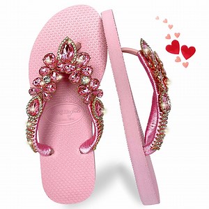 Rhinestone Flip Flops: Handcrafted Crystal Bling Sandals - Etsy
