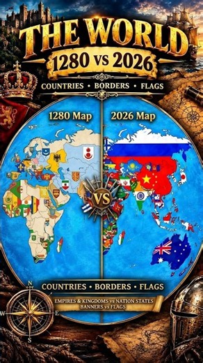 1280 vs 2026 🌍 | The World Then vs Now | Empires, Countries & Borders