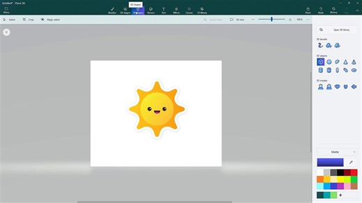 Paint 3D Course Section 18 Sticker Settings