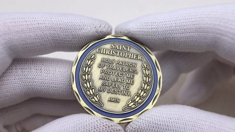 St. Christopher Protect Us Challenge Coin - Travel Protection for Safe Journeys, Saint Christopher Coin, Religious Token, Catholic Gift for Travelers