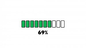 Loading Bar Animation with Rectangles and Percentages. 4k animation with an alpha channel on a transparent background. Rectangular bars fill with green color and percentages increase dynamically.
