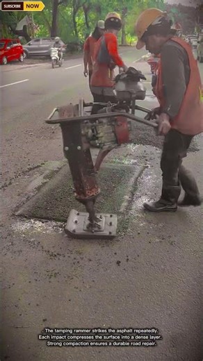 Asphalt Compaction Process | Road Repair Using Tamping Rammer